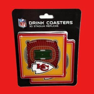 NFL Kansas City Chiefs Drink Coaster Arrowhead Stadium 3D Replica View 2 pc set
